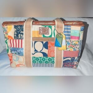 Vintage Coach Y2K Hamilton Signature Colorful Patchwork Tote Bag. 10444